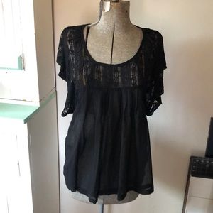 Black Lacy Sheer top size small